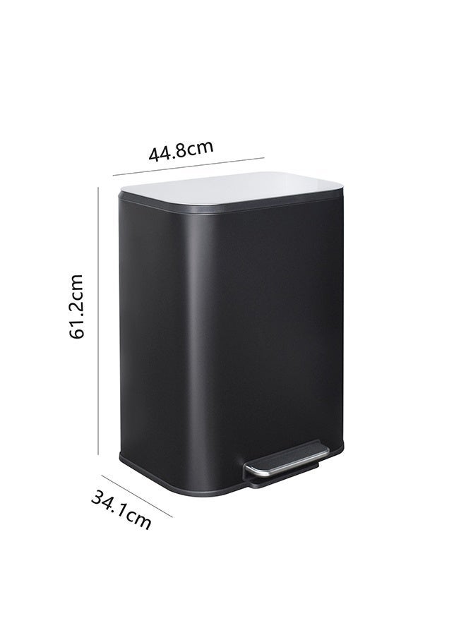 ايست من نون سلة مهملات بقدرة 50 لتر مطلية بالبودرة مع دافع للقدم للمطبخ، غطاء يغلق برفق مع وظيفة البقاء مفتوحًا، سلة بدون استخدام اليدين، 44.8 سم طول × 34.1 سم عرض × 61.2 سم ارتفاع، أسود غير لامع - Image 3